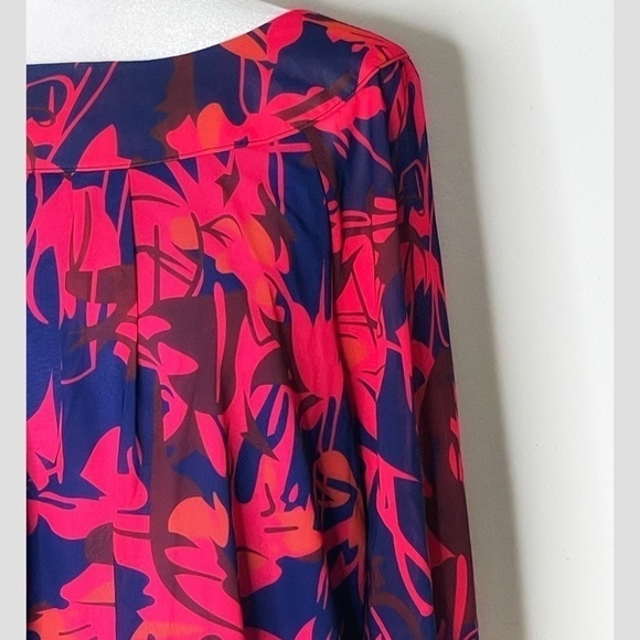 Baluoke Swing Trapeze Mini Dress Floral Long Sleeve Lightweight Lined Size Small - Picture 7 of 9